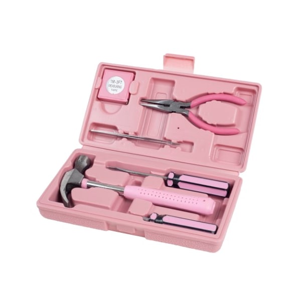 Fleming Supply 7-piece Fleming Supply Household Hand Tool Kit in Carry Case- Hammer, Pliers, Tape Measure, Pink 633934ZCZ - main